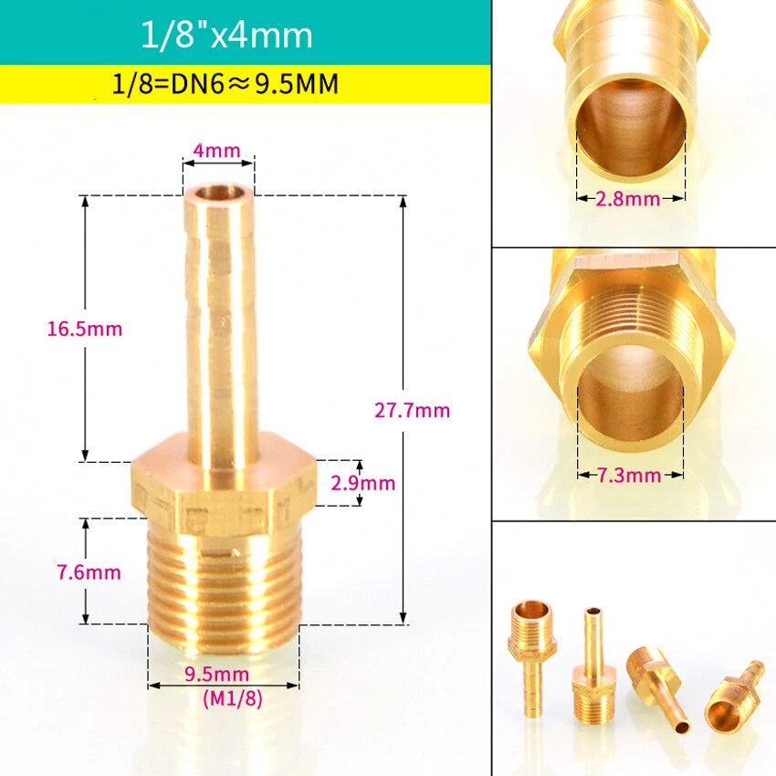 BSP Male & Female Thread Barb Hose Tail Connector — Air Fuel Water