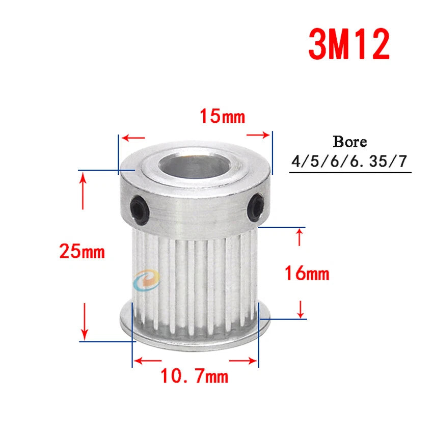 HTD-3M 12T-150T Timing Belt Pulley With Step Bore 8-25mm, For 15mm Width Belt