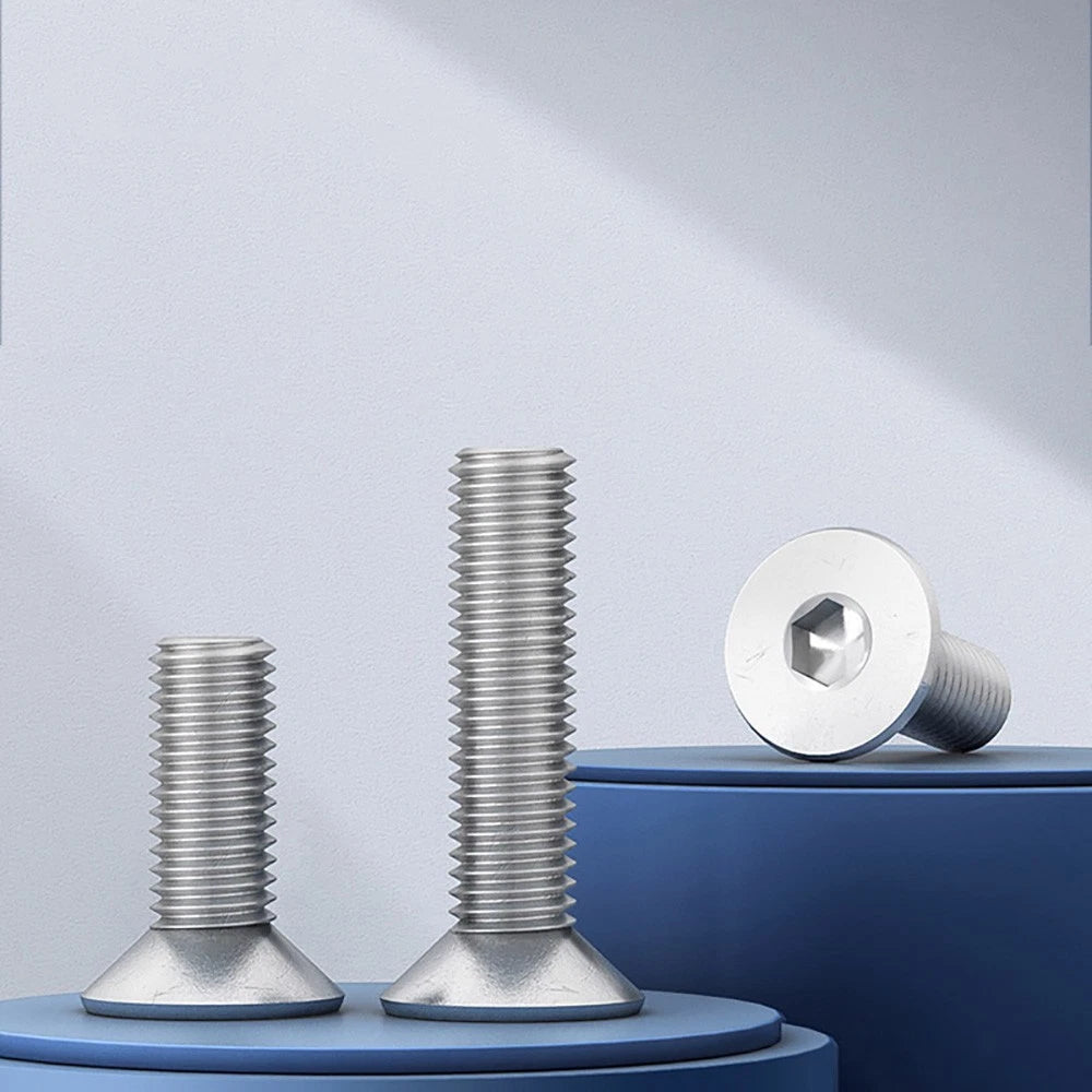M8 M10 Countersunk Socket Head Screws – 304 Stainless Steel A2, Fully Threaded, 10–150mm