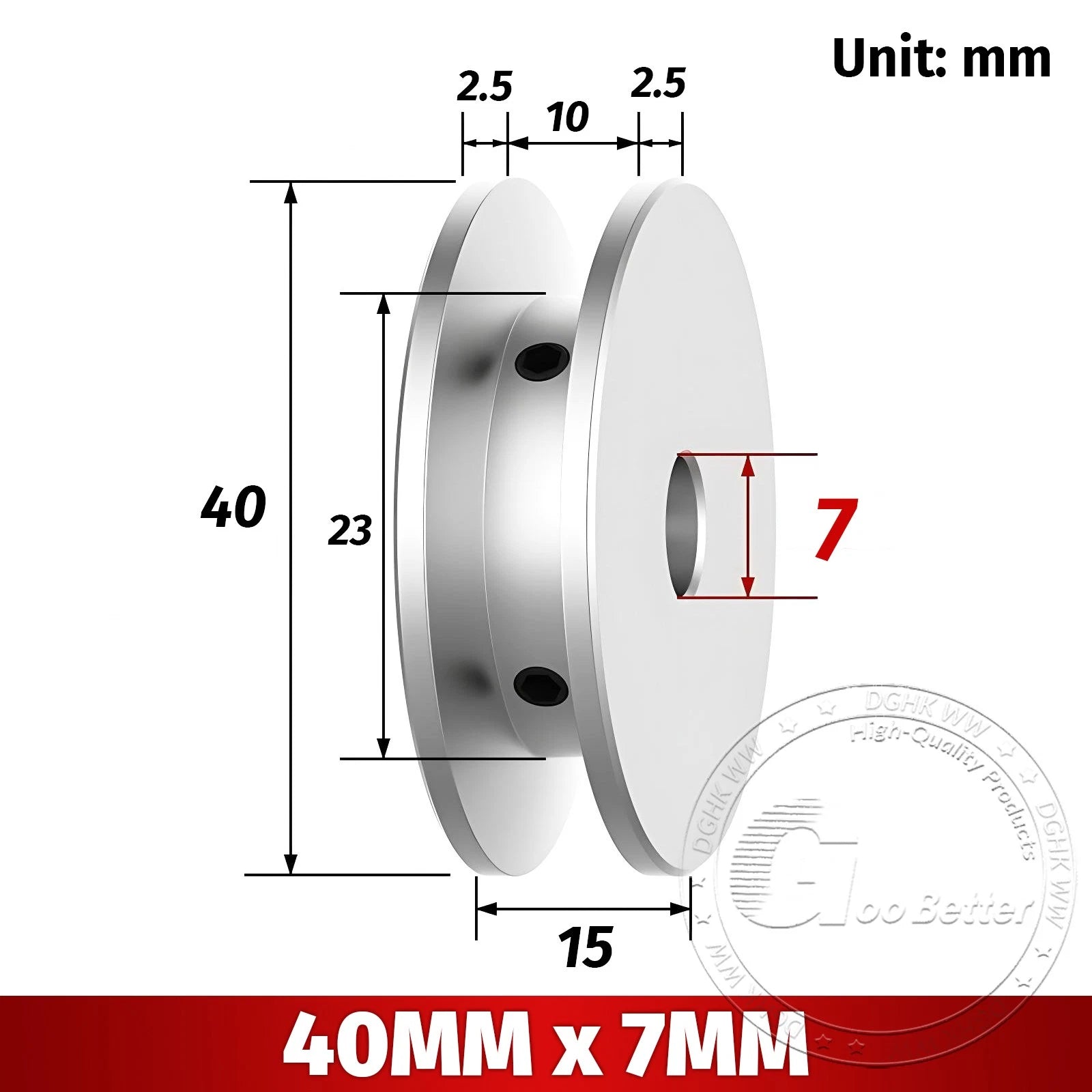 V-Groove Aluminum Drive Pulley For V-Belt Pulleys Groove 10mm OD 40/50/60/80mm