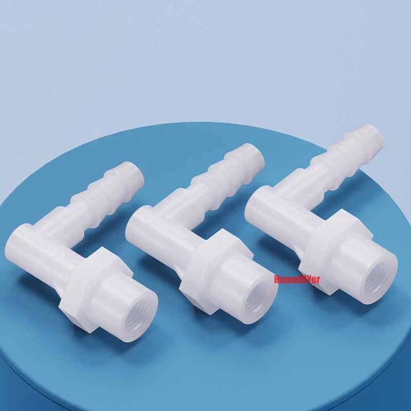 90° Elbow Plastic Female Thread Barbed Connectors Pipe Hose Water Reducer Joiner