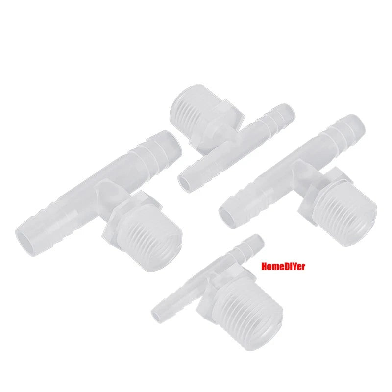 T Piece Joiner 3-Way Plastic Barb Connector | Pipe Hose Male Thread Fitting