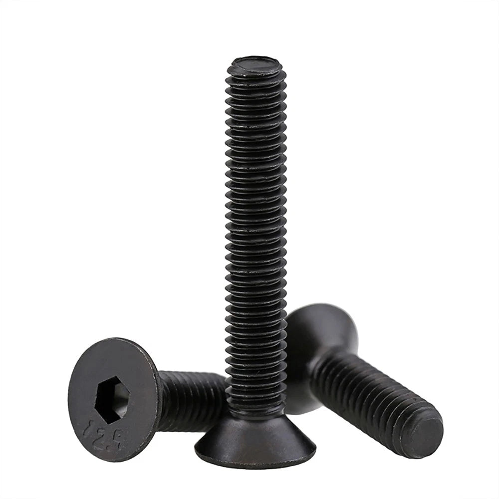 M1.6–M3 Countersunk Socket Head Screws – 12.9 Grade Carbon Steel, Flat Head, Fully Threaded (3–50mm Overall Length)