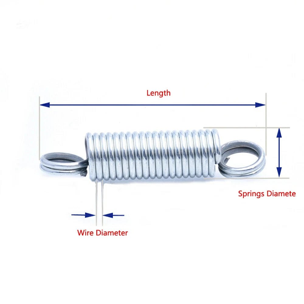Extension Spring Wire Dia 0.4 - 2.5mm Galvanized Double Loop Closed Ring Tension Springs - HomeDIYer