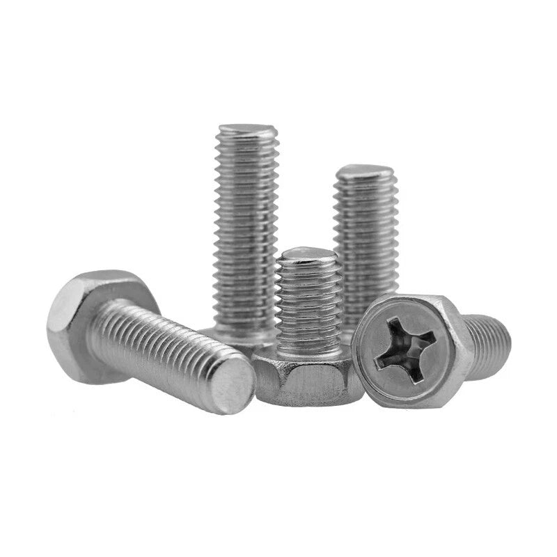 A2 Stainless Steel Hex Head Machine Screws – M3 M4 M5 M6 M8, Fully Threaded (304 Grade) - HomeDIYer