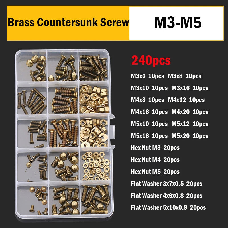 M2 M2.5 M3 M4 Brass Phillips Countersunk Flat Head Machine Screws – Metric, Fully Threaded