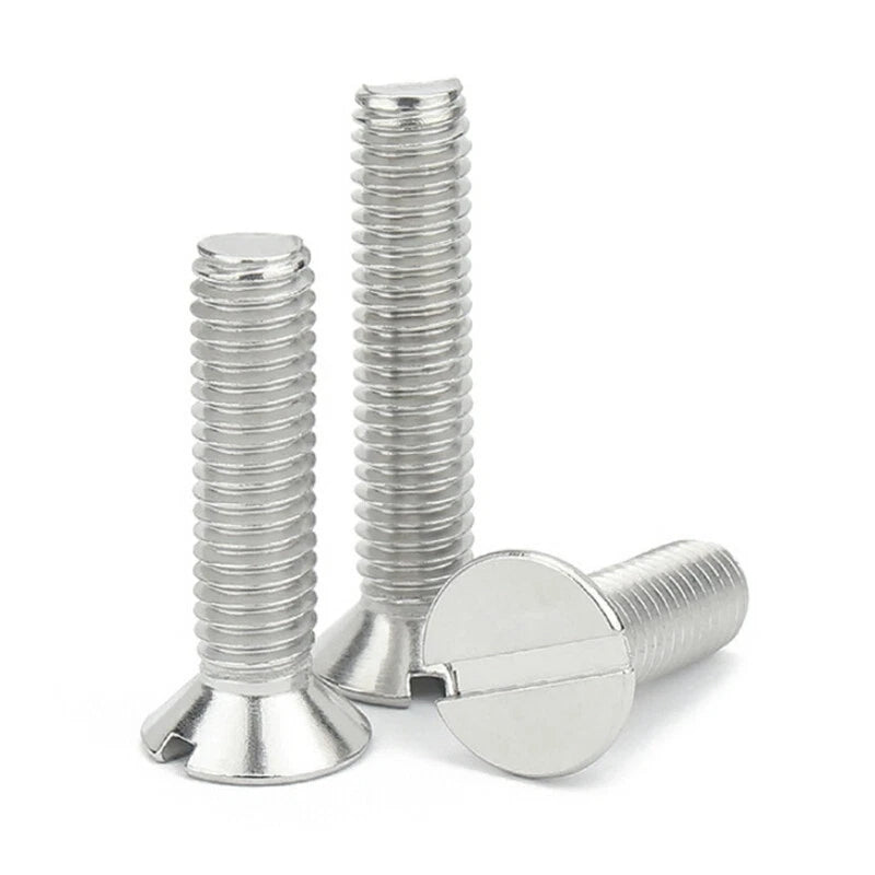 M2 M2.5 M3 M4 Slotted Countersunk Machine Screws — A2 Stainless Steel