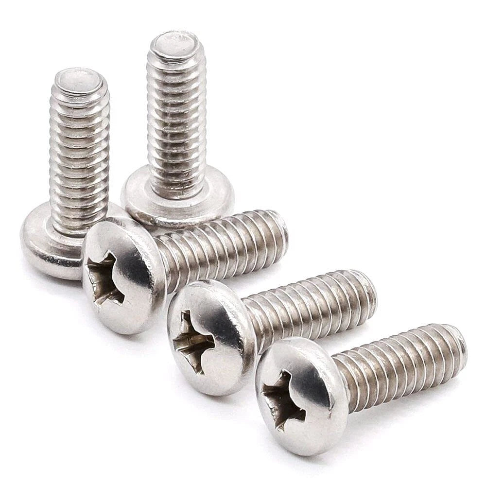 M6 M8 Phillips Pan Head Machine Screws – A4 316 Stainless Steel, Fully Threaded (Length Under Head)