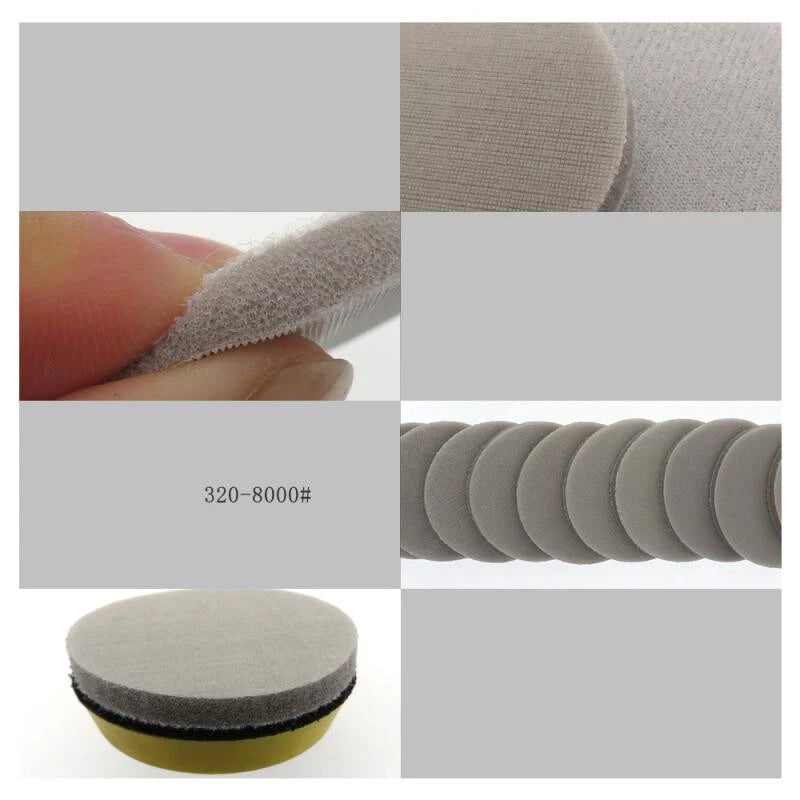 50mm 75mm Hook&Loop Foam Sanding Pads Discs Wet Dry Sponge Sandpaper All Grit