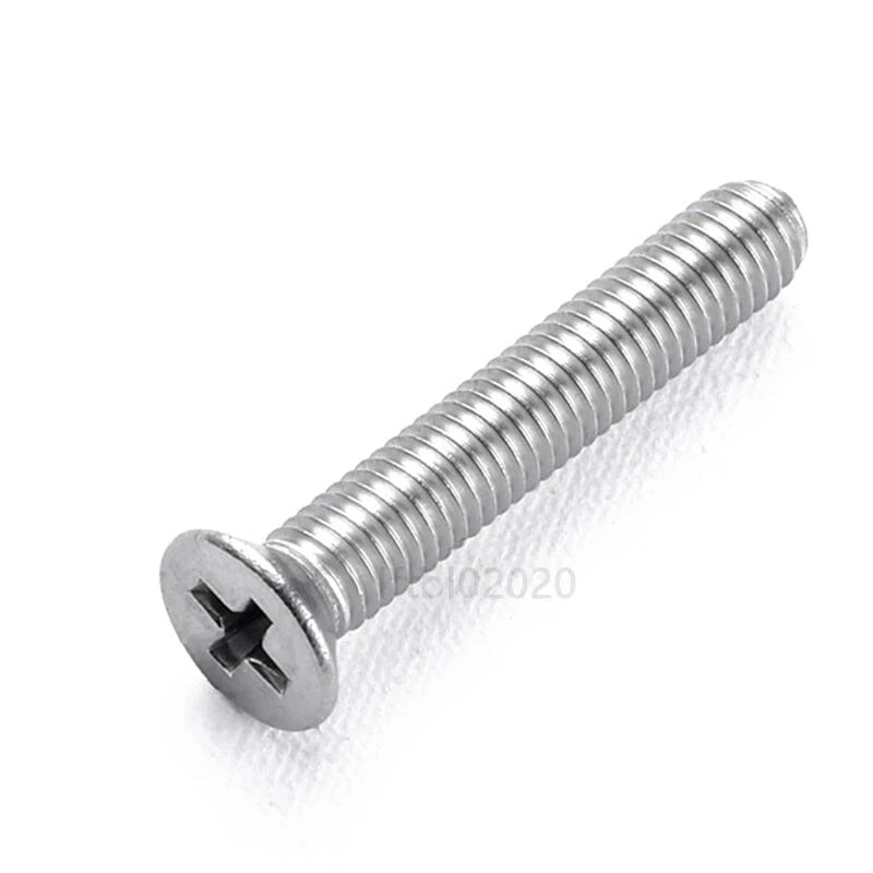 M4 M5 M6 M8 Countersunk Phillips Machine Screws – 304 Stainless Steel, Fully Threaded (Lengths Include Head)