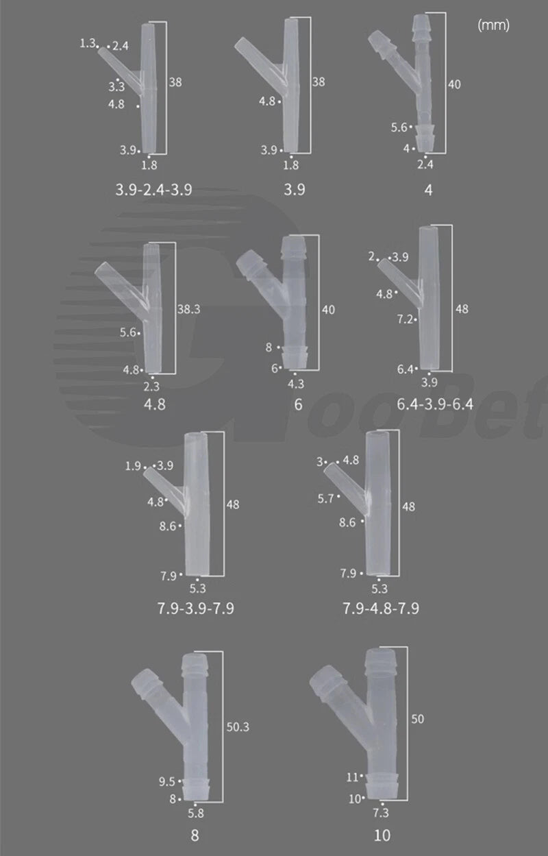 Plastic Y-Piece 45° 3-Way Barbed Hose Fitting — Tubing Connector for Garden, Aquarium & Irrigation
