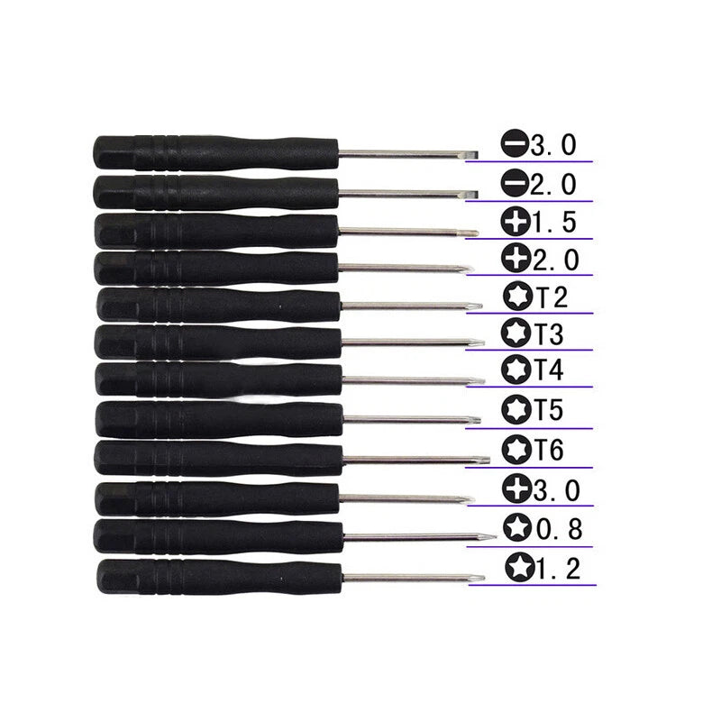 Precision Screwdriver Set — Phillips, Slotted, Torx & Star Drive Tips, Non-Slip Handle