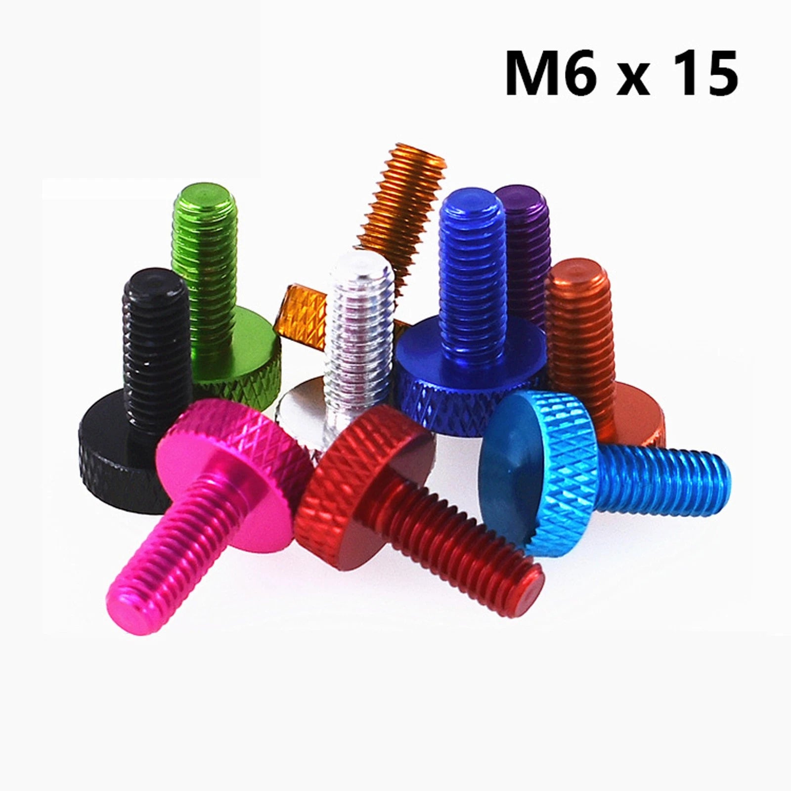 M6x15mm Knurled Thumb Screws Aluminum Alloy DIY Hand Tighten Grip Knob Bolts