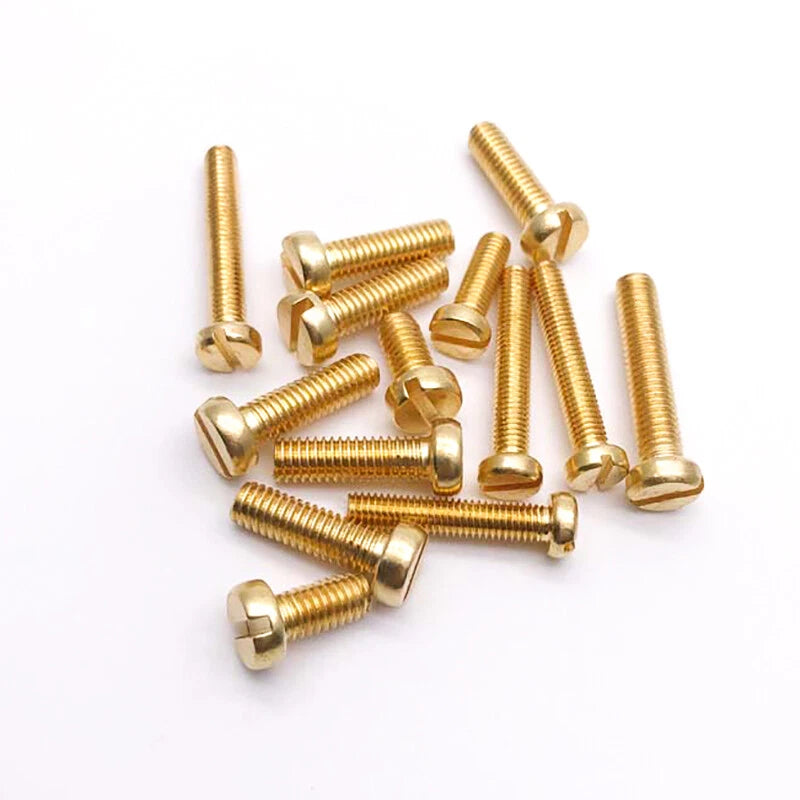 Brass Slotted Cheese Head Machine Screws M2 — Non-Magnetic Flat-Drive Micro Screws 8mm & 12mm, Pack of 50