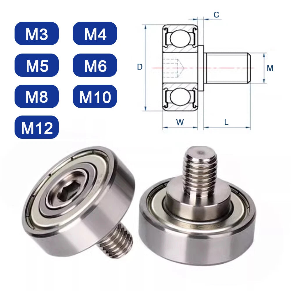 NTBG 7-52mm Metal Ball Bearing Pulley Flat Roller Guiding Wheel M3-M10 Threaded