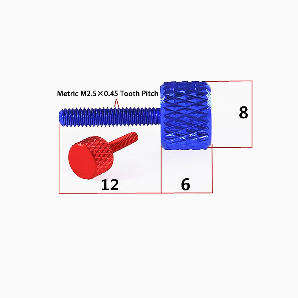 M2.5 Knurled Thumb Screws – Aluminum Alloy Hand-Tighten Bolts for PC Case & DIY Projects