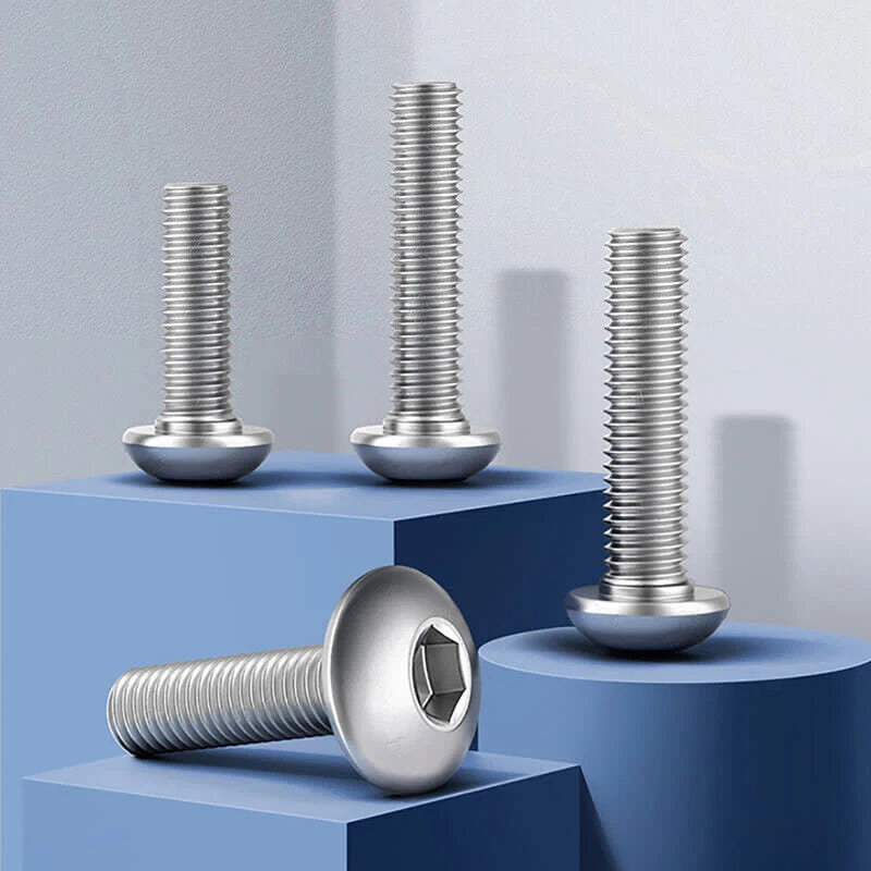 M6 M8 M10 Button Head Hex Drive Screws – 316 Stainless Steel Marine Grade Machine Bolts (Fully Threaded)