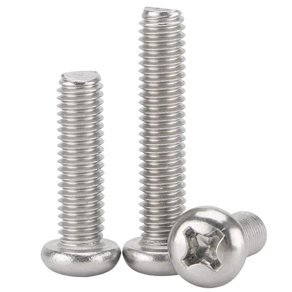 M5 Pozi Pan Head Machine Screws – A2 Stainless Steel (304), Fully Threaded, Pozidriv Drive