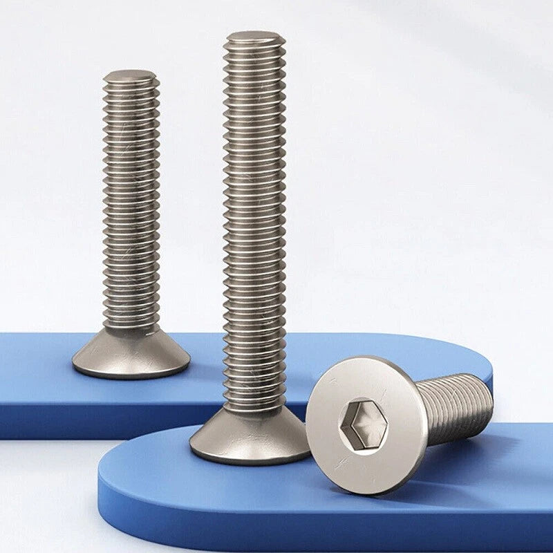 M2 & M3 A2 Stainless Hex Drive Flat Head Screws – Countersunk Machine Bolts (304)