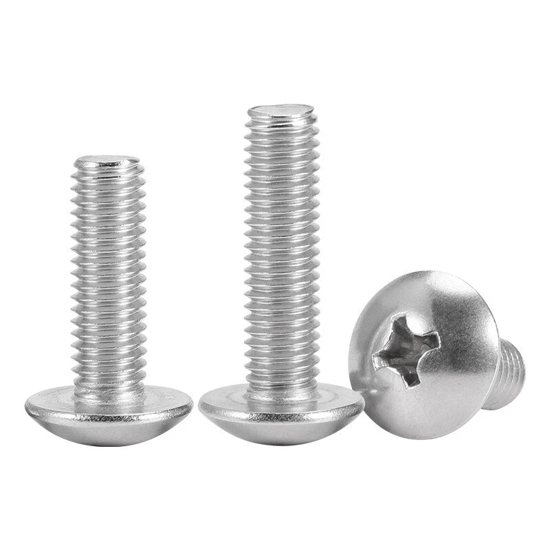 Big Pan Head Phillips Machine Screws – A2 / A4 Stainless Steel, M2 to M6, Fully Threaded