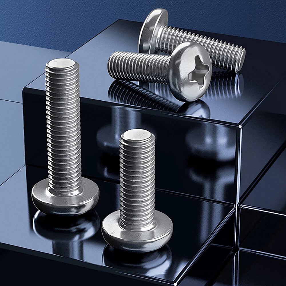 A2 Stainless Steel 304 Phillips Pan Head Screws – M3 M4 M5 M10, Fully Threaded (3–100mm)