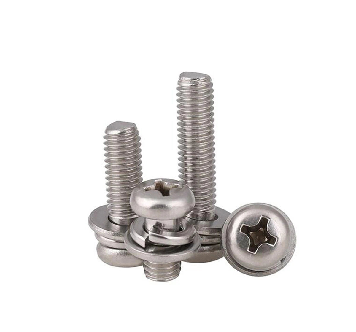 Phillips Pan Head Sems Screws with Flat Washer — M2 M2.5 M3 M4 | A2 304 Stainless Steel