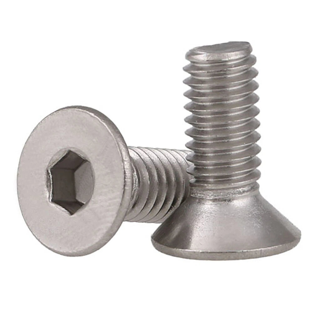 M2–M12 Countersunk Socket Screws, A2 Stainless Steel Allen Hex Flat Head Machine Bolts