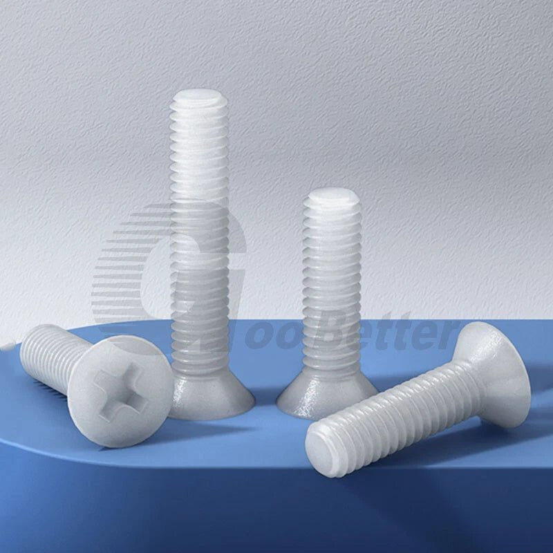 Nylon Phillips Countersunk Machine Screws — M2.5, M3, M4, White or Black, Non - Conductive Flat Head - HomeDIYer