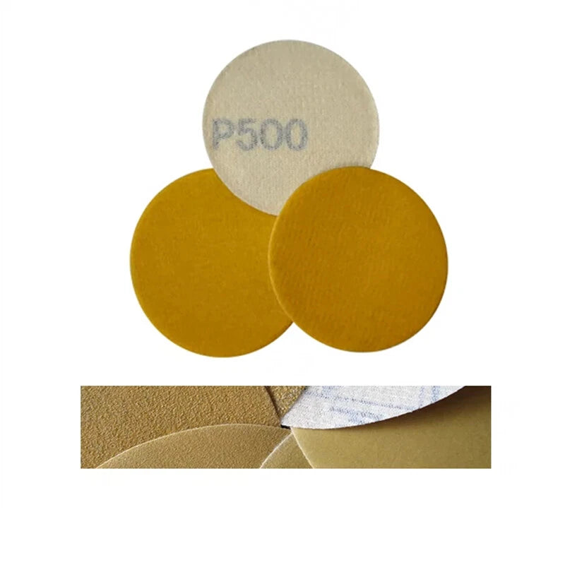 2" 50mm Yellow Dry Sandpaper Sheet Sanding Discs Polishing 240 320 500 Grit