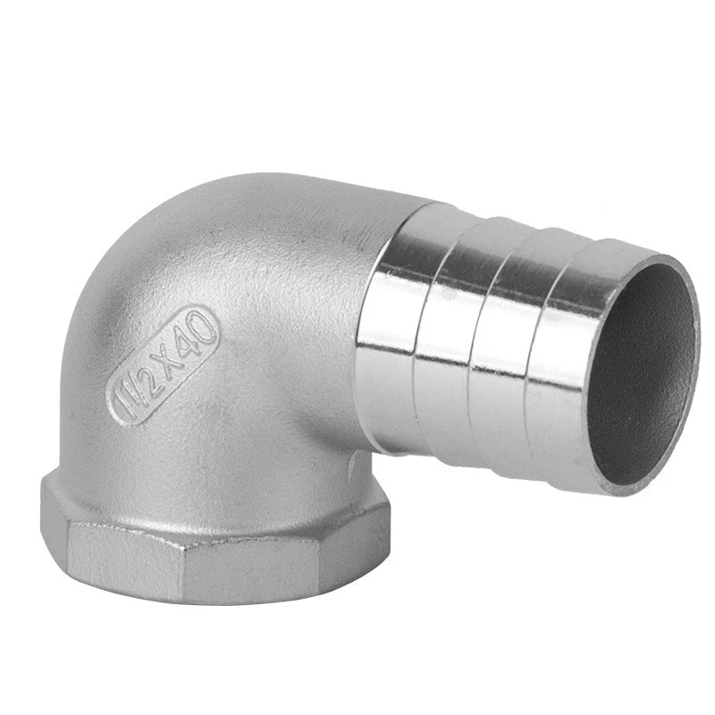 BSP Male Elbow Barbed Hose Connector — Stainless Steel, 1/8" to 1/2", 6–16mm