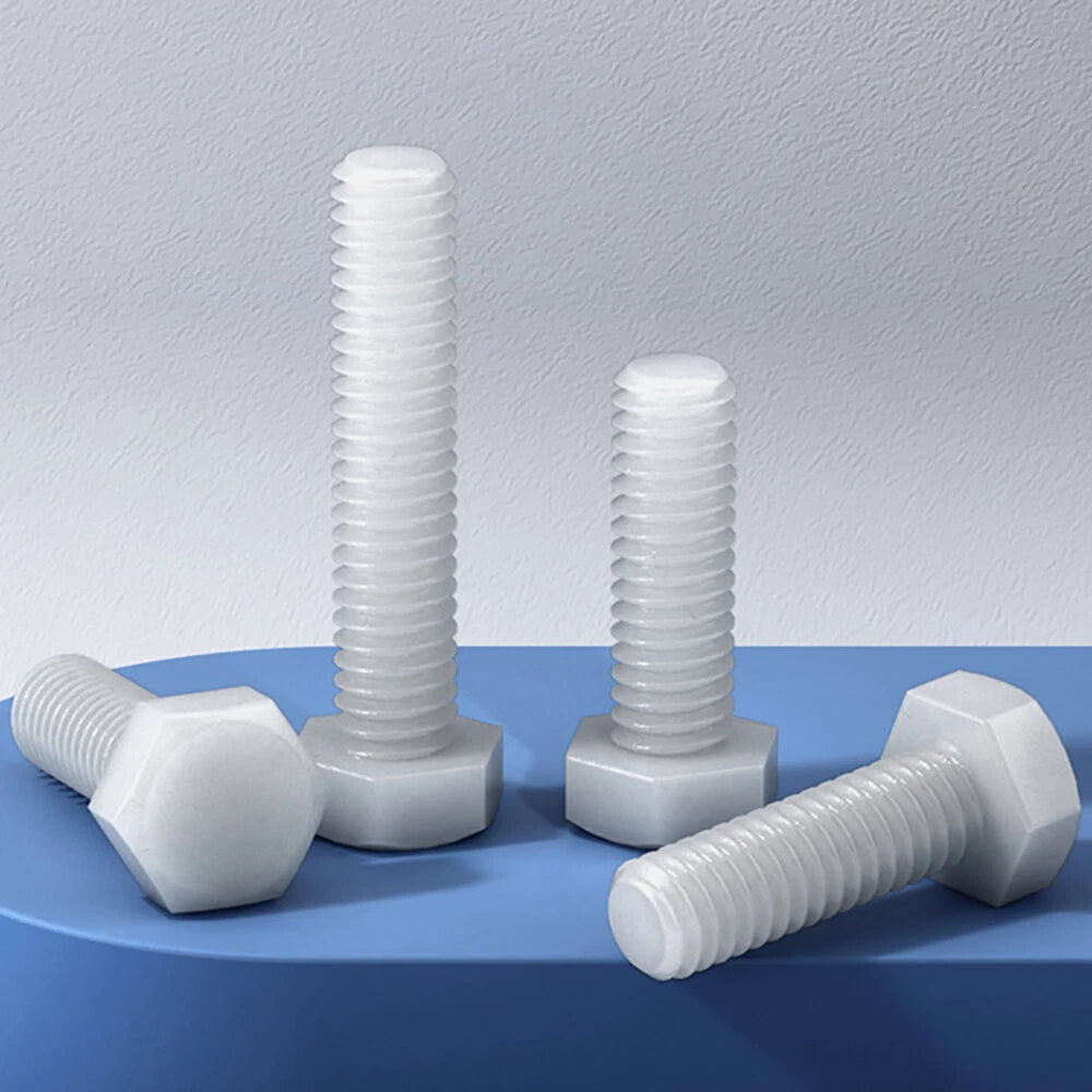M3–M12 White Nylon Hex Bolts | Plastic Hexagon Head Machine Screws DIN 933