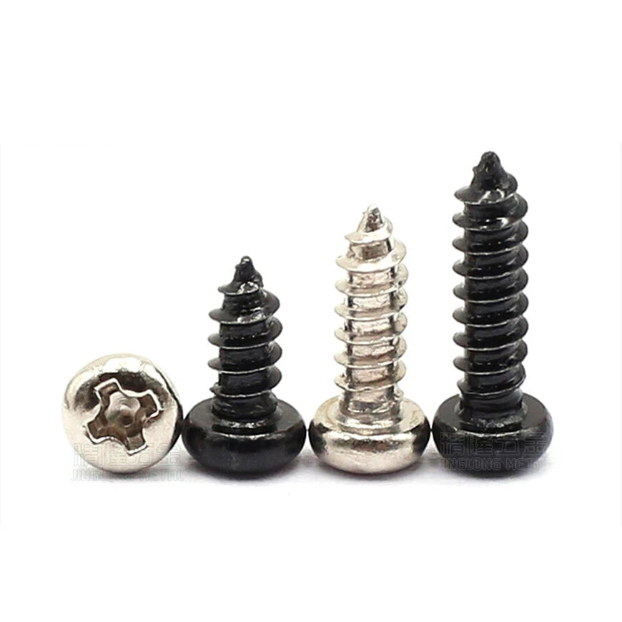 M2 Pan Head Self Tapping Computer Screws – Bright Nickel & Black Zinc