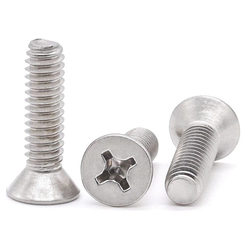 M2 & M2.5 Countersunk Phillips Screws – A2 Stainless Steel, Fully Threaded (2–60mm Overall Length)