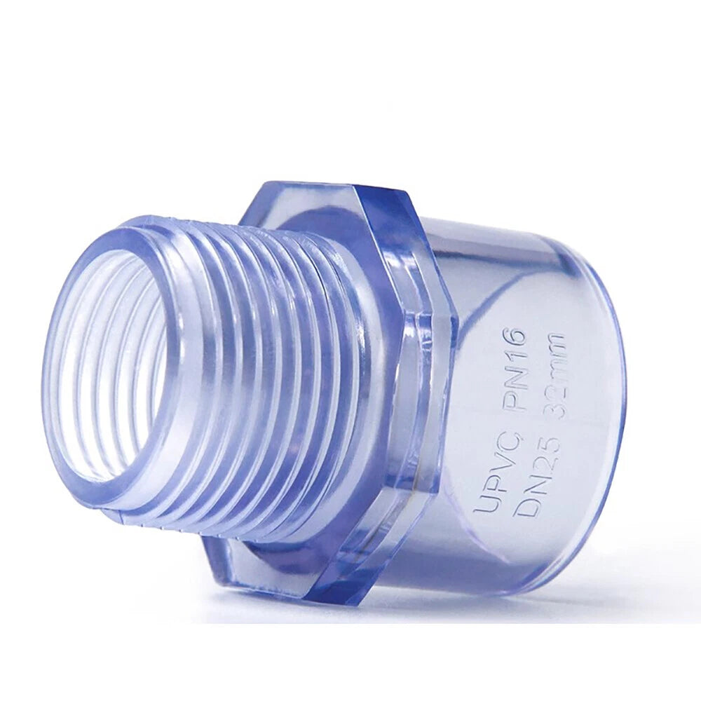 1 2"-2" UPVC Nipples Threaded Pipe Fittings Connector BSP Male Adapter Clear