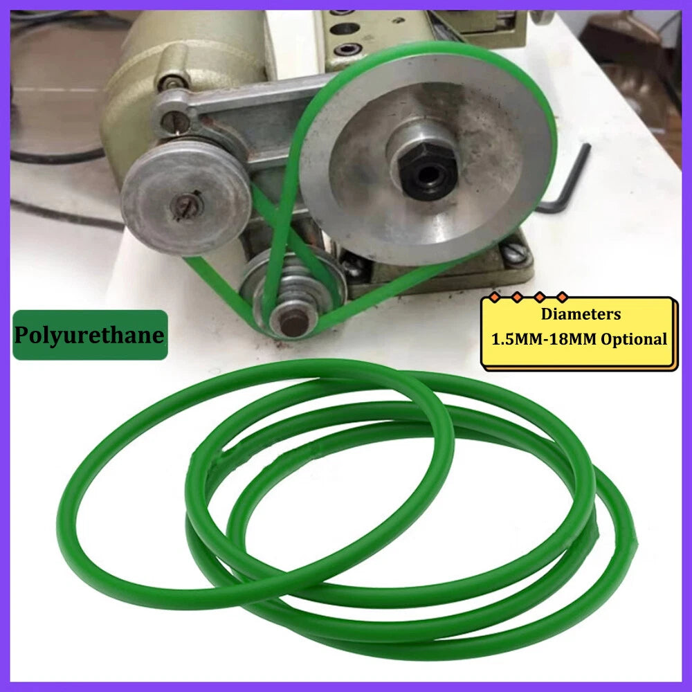 Round Urethane Drive Belt – Rough Surface Green | 1.5mm–18mm Diameter, 1M–50M Length