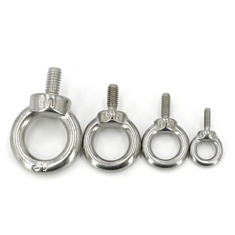 304 Stainless Steel Ring Screws M3 - M30 Eyelets Screw Heavy Duty Lifting Bolts