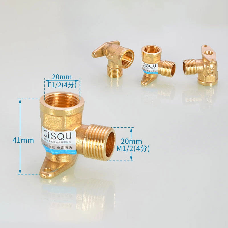 1/2" BSP Brass Wall Plate Elbow — Female Thread Garden Tap Outside Tap Fitting