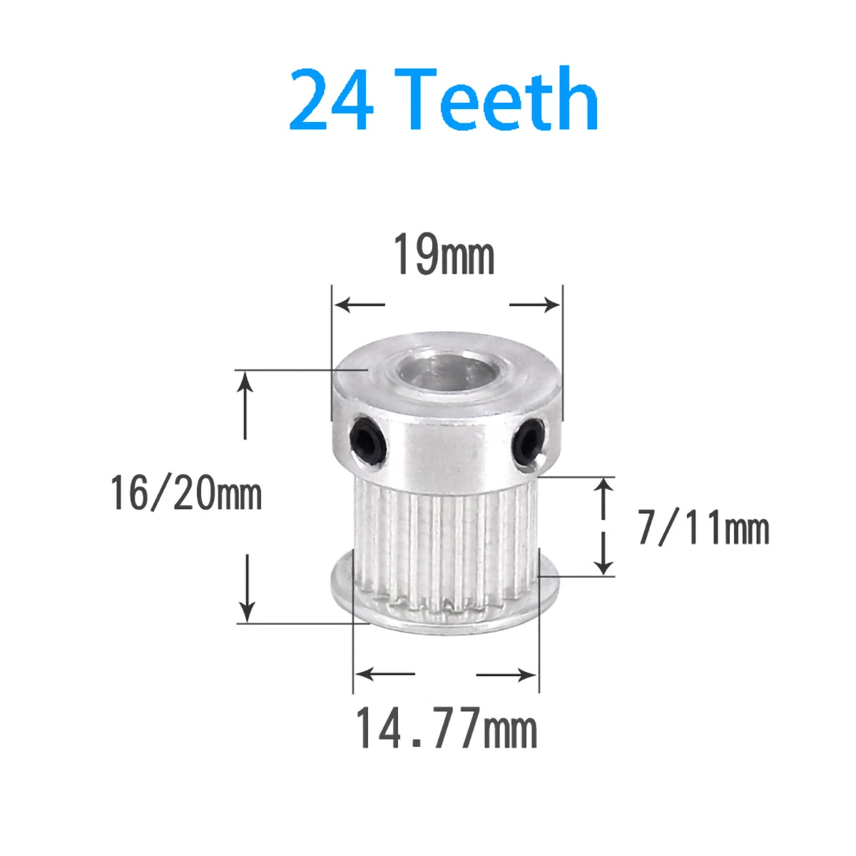 K-type GT2 6mm-10mm Timing Belt Pulley 16 20 24 25 26 Teeth for CNC Step Motor