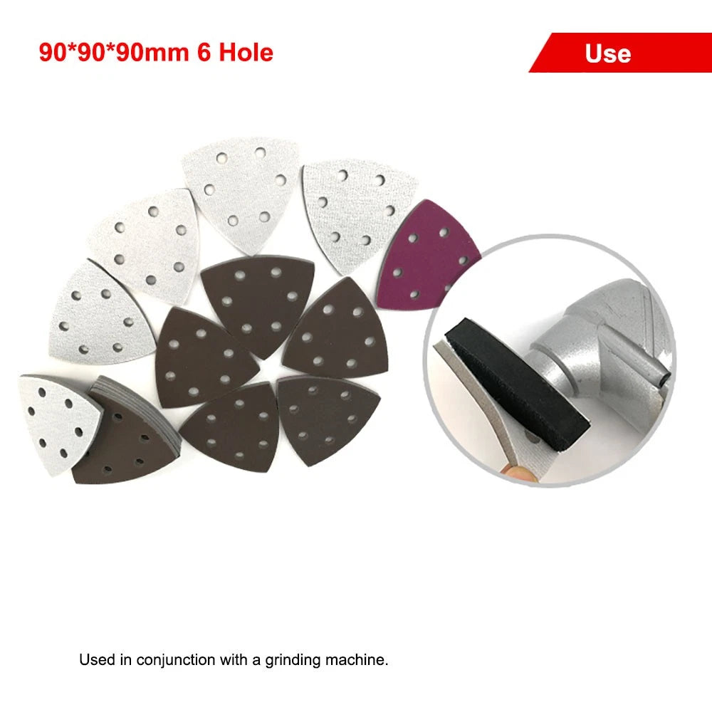 90*90*90mm Triangle Sponge Sandpaper 0 - 6 Hole Red Sanding Paper Pads Sheets
