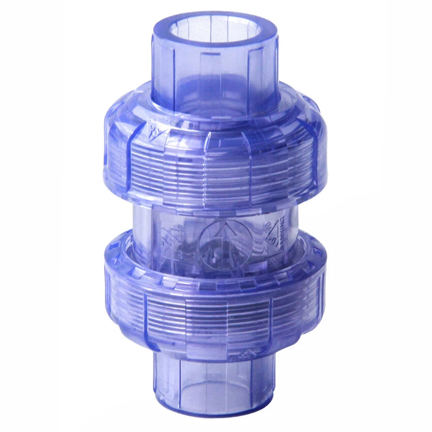 20mm-63mm Clear PVC Check Valve True Union Pipe Fittings for Aquarium Fish Tank