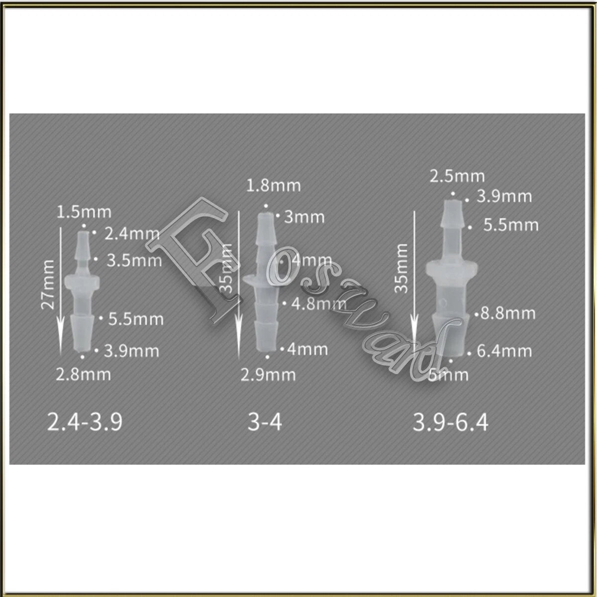 Straight Reducing Barbed Hose Connector — Plastic Fuel & Water Fitting 2.4–19mm