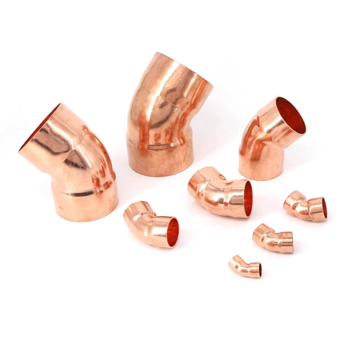 Copper Long Radius Street 45° Elbow — End Feed Refrigeration Fitting 6.35mm–133mm