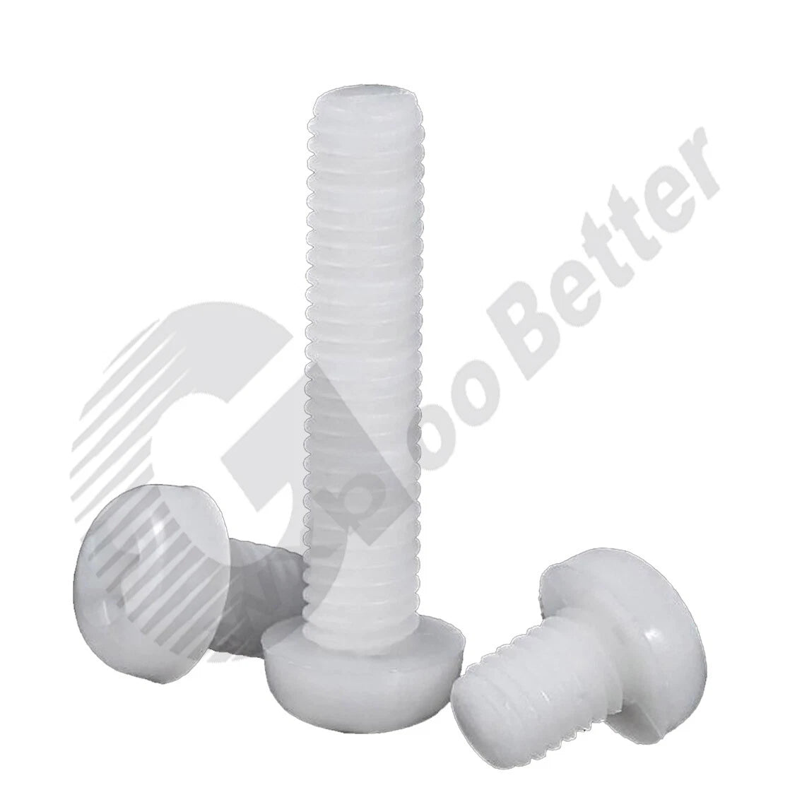 White PA66 Nylon Phillips Round Head Screws – M5 M6 M8, Fully Threaded, Non‑Conductive & Corrosion‑Free