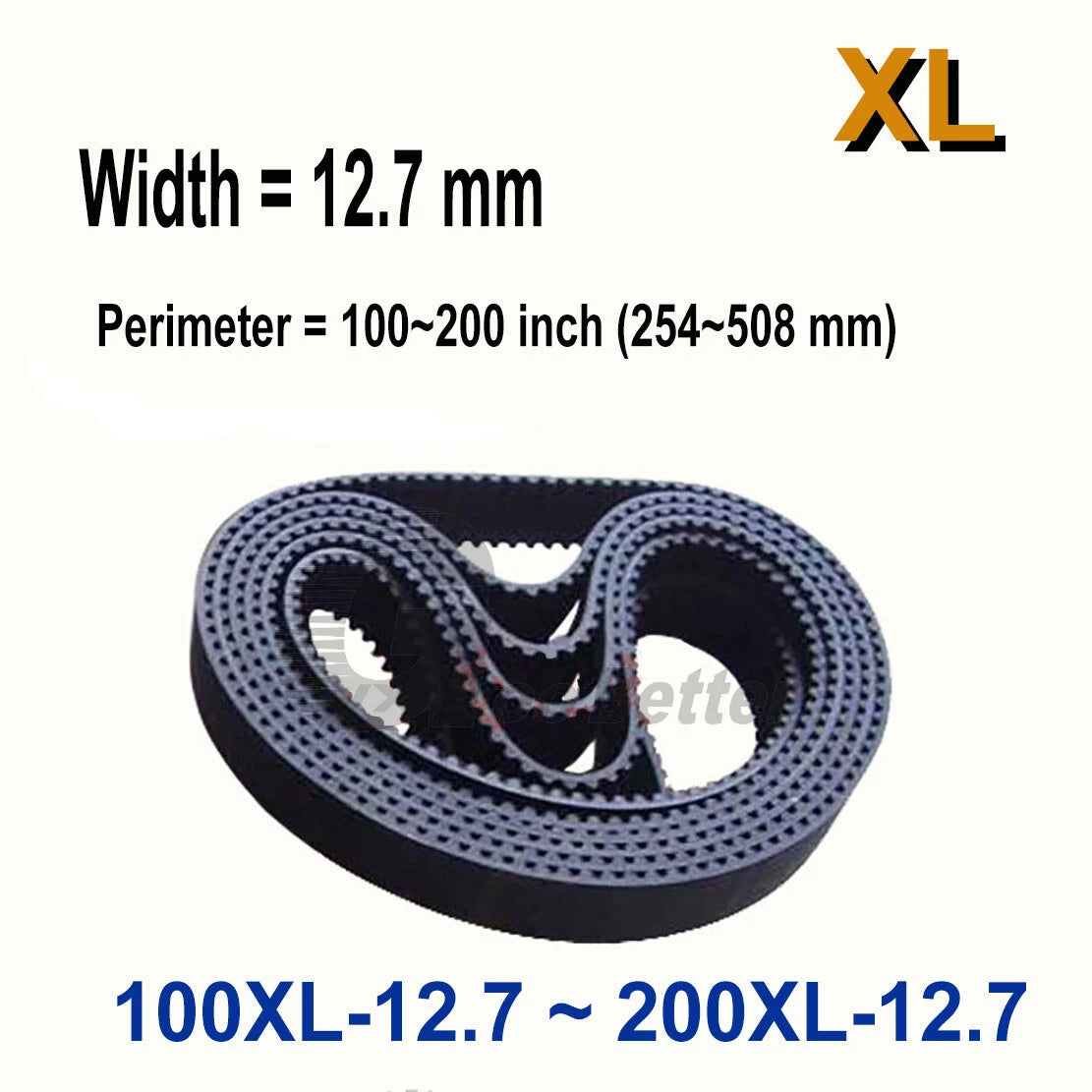 XL Timing Belt 12.7mm Wide — 50 to 100 Teeth | Rubber Drive Belt 254mm–508mm Perimeter