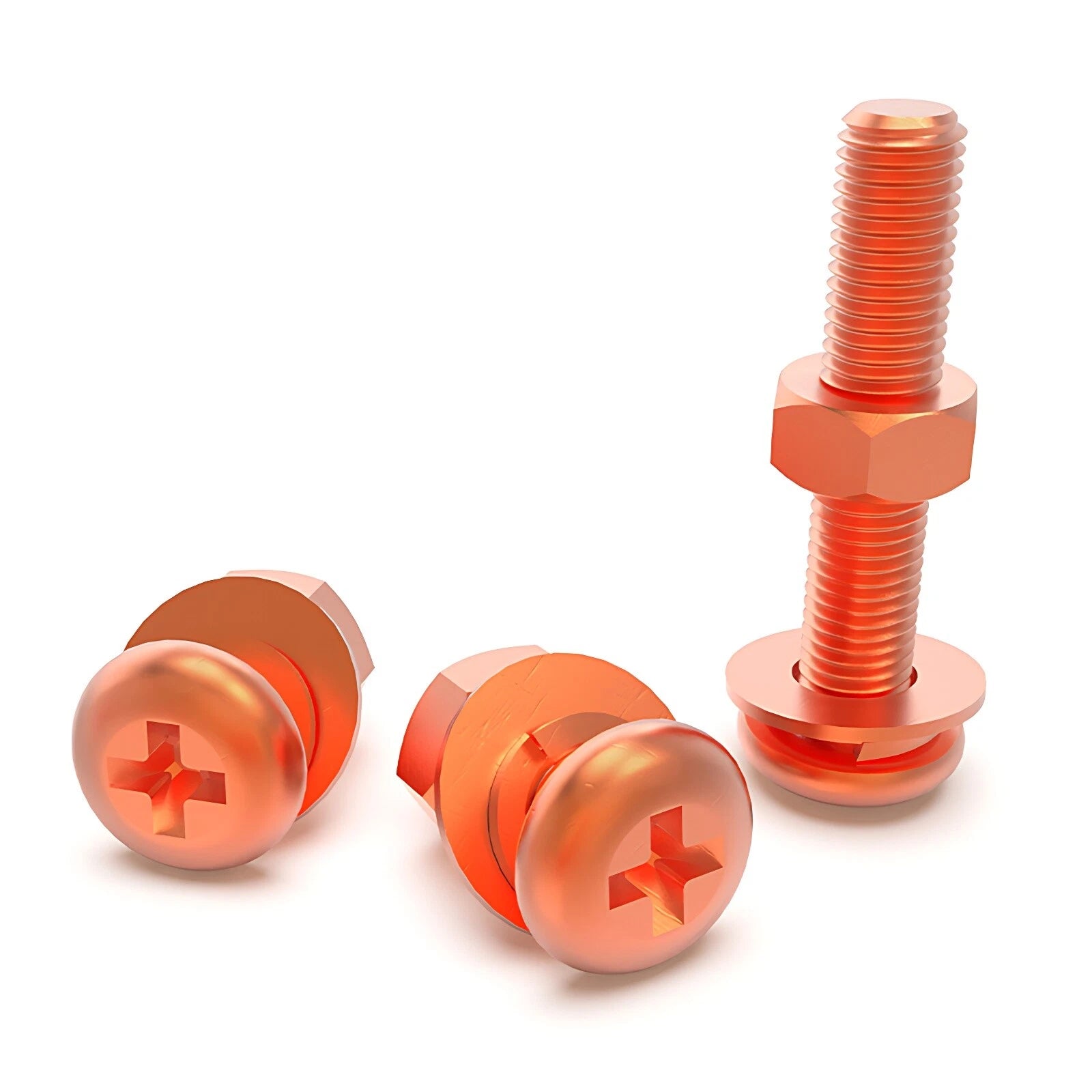 Pure Copper Phillips Pan Head Machine Screws – M3 M4 M5 M6, T2 Copper, Metric Coarse Thread