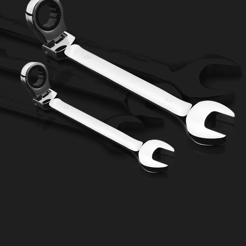 8-24mm Ratchet Spanner Combination Wrench Flexible Head Open End Ring Metric 72T