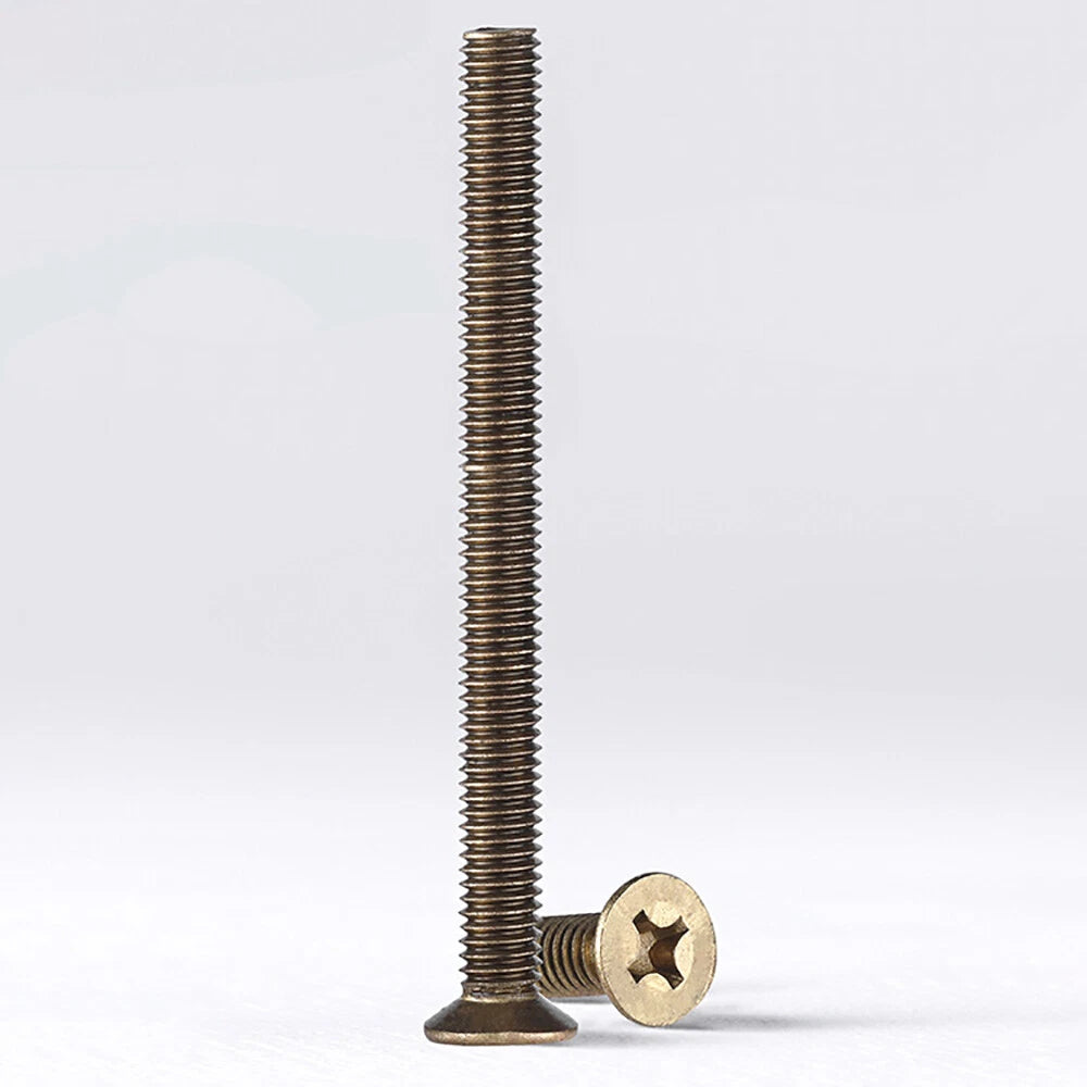 M5 M6 Brass Countersunk Phillips Machine Screws – Flat Head, Overall Length Measured, for Furniture & Marine Use