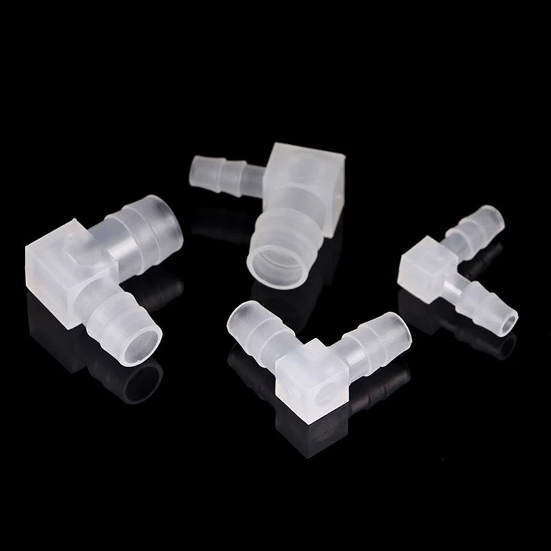 90° Elbow Plastic Barbed Joiner Reducer Connector Pipe Tube Hose Water 1.6-25mm
