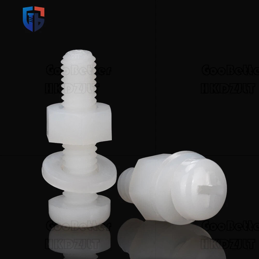Nylon Phillips Pan Head Machine Screws + Washer + Hex Nut Set – M2 to M8, Corrosion‑Free & Non‑Conductive