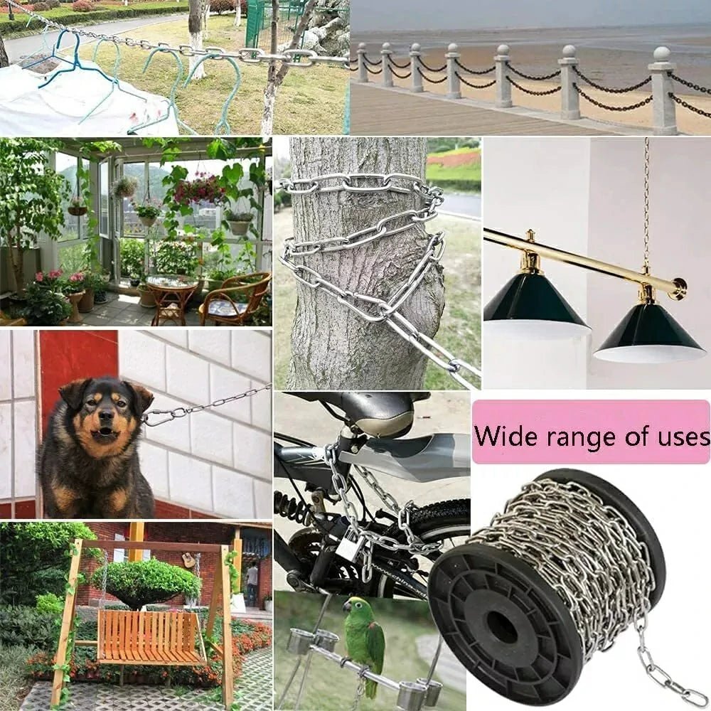 A2 Stainless Steel Chain Heavy Duty Lifting Long/Short Durable Security Links - HomeDIYer